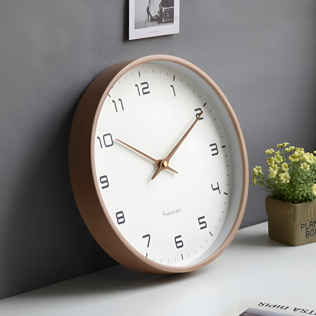 Nordic Wooden Wall Clock – detail view