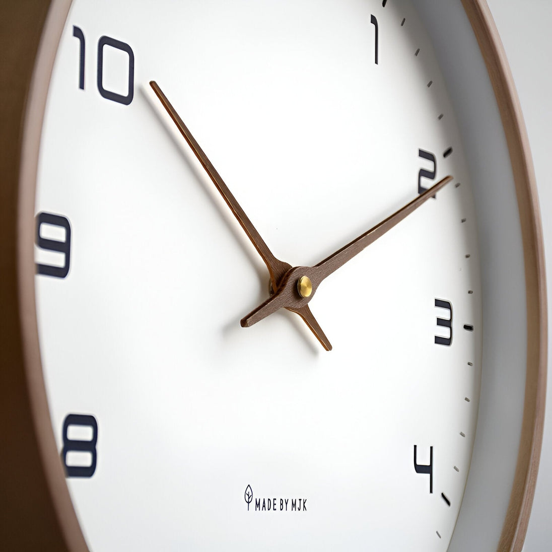 Nordic Wooden Wall Clock – close-up