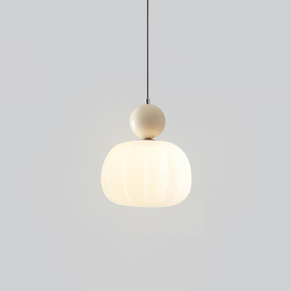 Round Acrylic Mini Pendant Light in Beige & White