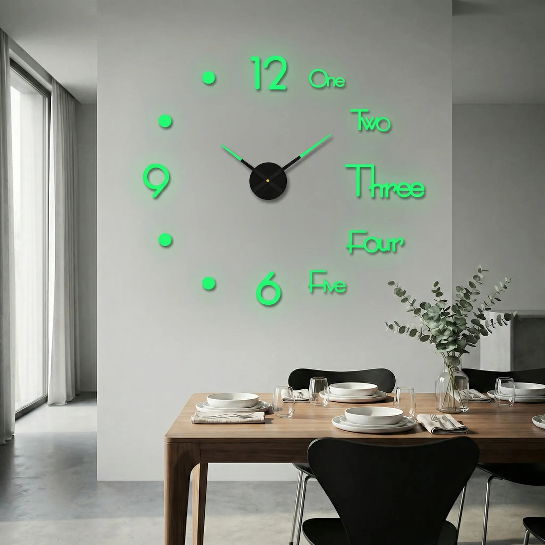 Oversized DIY 3D Wall Clock – Half Numerals, Glow