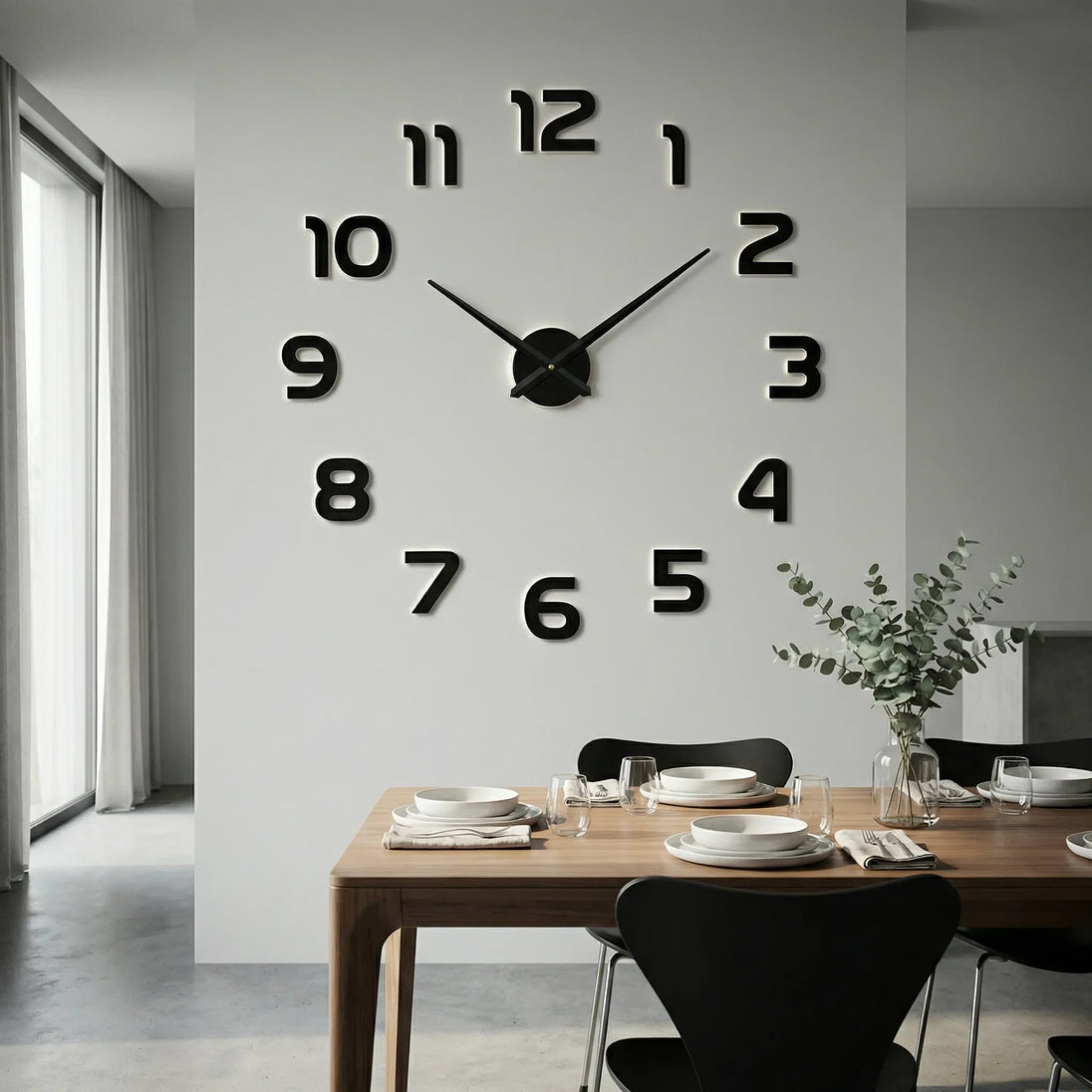 Oversized DIY 3D Wall Clock – Numerals, Black