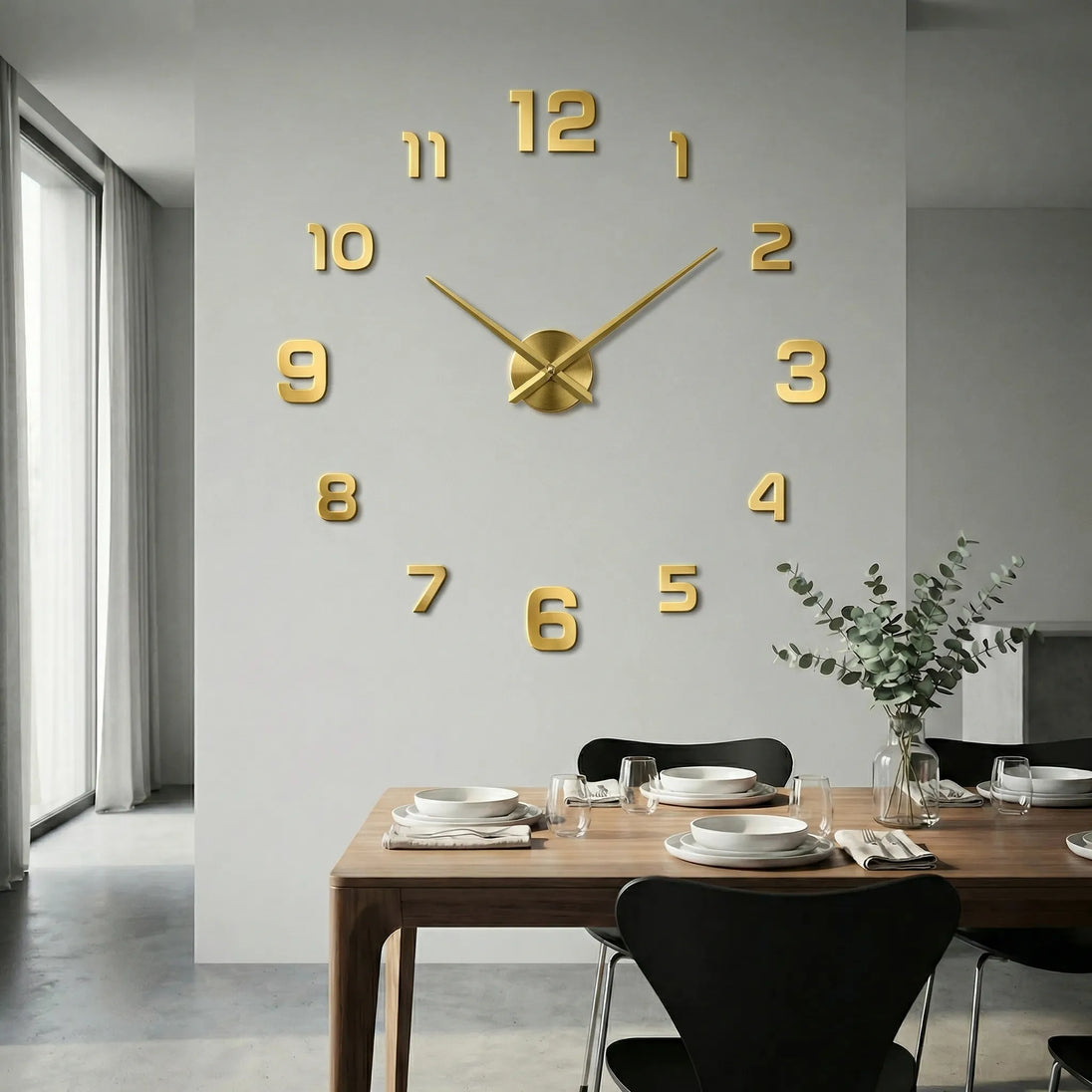 Oversized DIY 3D Wall Clock – Numerals, Gold