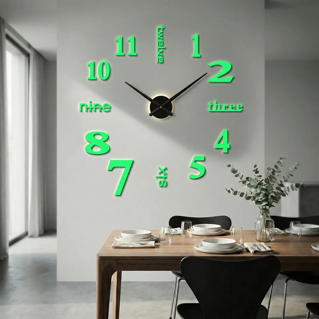 Oversized DIY 3D Wall Clock – Quarter Numerals, Glow