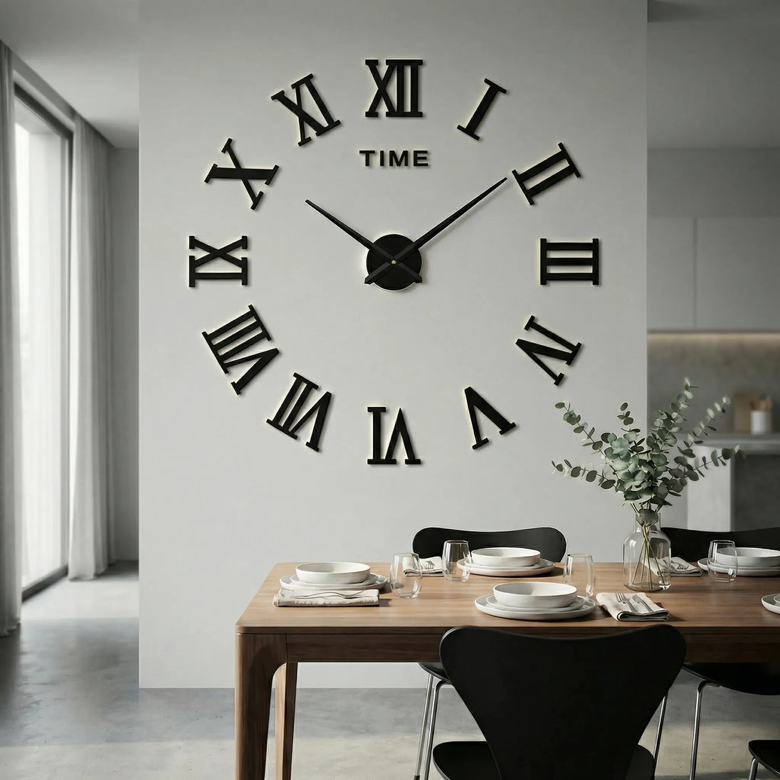 Oversized DIY 3D Wall Clock – Roman, Black