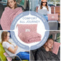 Packable Flannel Travel Blanket with Pillow Bag