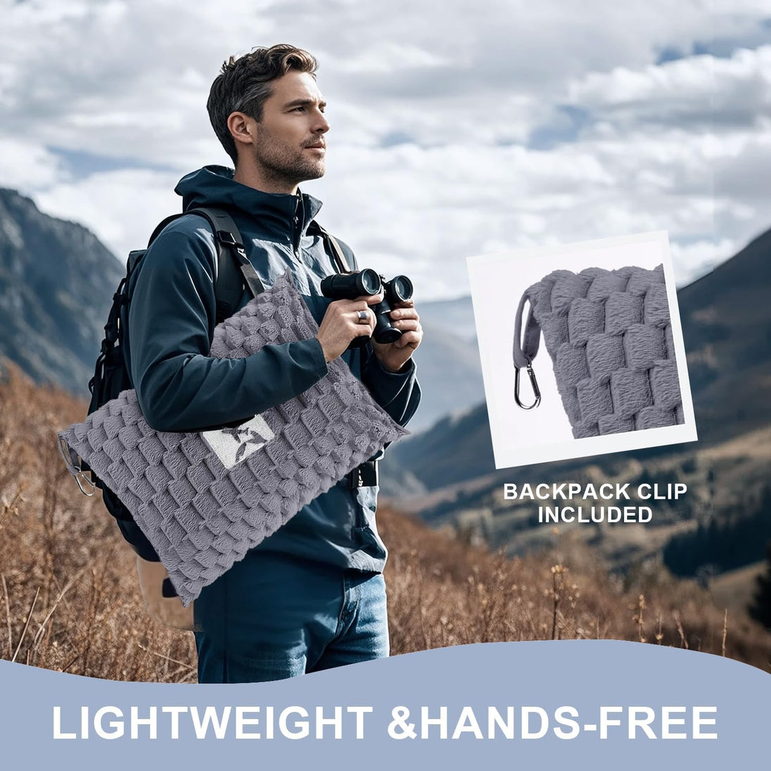 Packable Flannel Travel Blanket with Pillow Bag