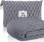 Packable Flannel Travel Blanket with Pillow Bag in Grey