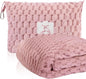 Packable Flannel Travel Blanket with Pillow Bag in Pink