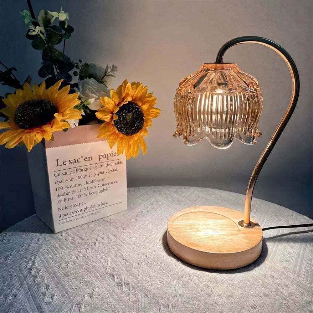 Petal Glass Candle Warmer Lamp – close-up
