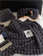Plush Faux Fur Throw Blanket in dark grey