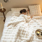 Plush Faux Fur Throw Blanket in light brown