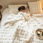 Plush Faux Fur Throw Blanket in white