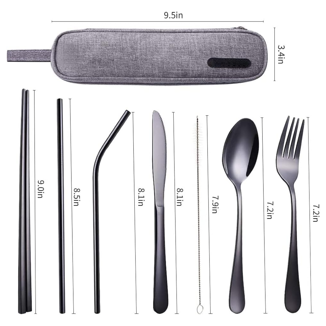 Portable Stainless Steel Cutlery Set with Case
