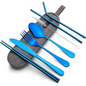 Portable Stainless Steel Cutlery Set with Case in Blue