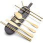 Portable Stainless Steel Cutlery Set with Case in Gold