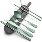 Portable Stainless Steel Cutlery Set with Case in Green