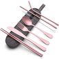 Portable Stainless Steel Cutlery Set with Case in Pink