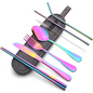 Portable Stainless Steel Cutlery Set with Case in Rainbow