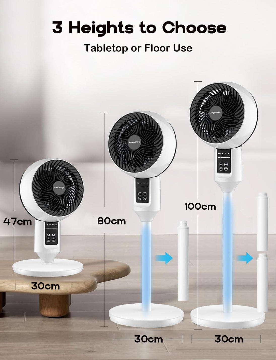Quiet Pedestal Fan with 3D Oscillation and Remote