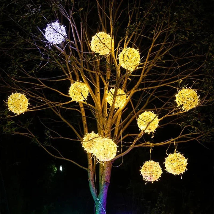 Rattan-Look LED Light Ball for Indoor and Outdoor