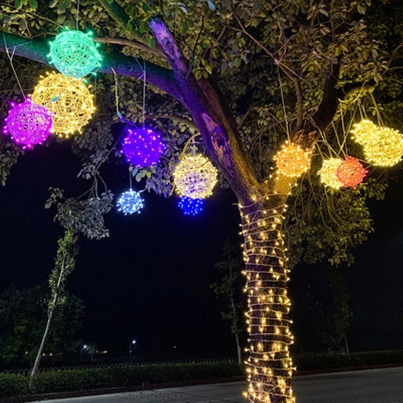 Rattan-Look LED Light Ball for Indoor and Outdoor