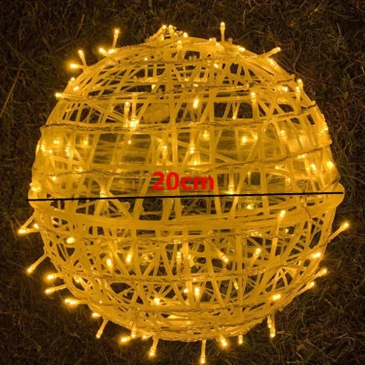 Rattan-Look LED Light Ball for Indoor and Outdoor