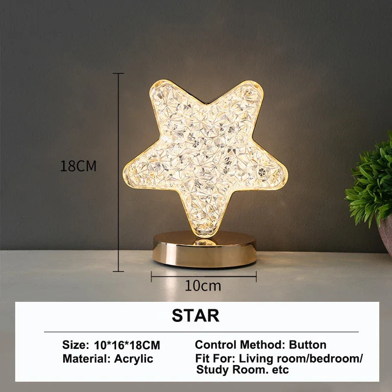 3D Crystal LED Night Light – Star