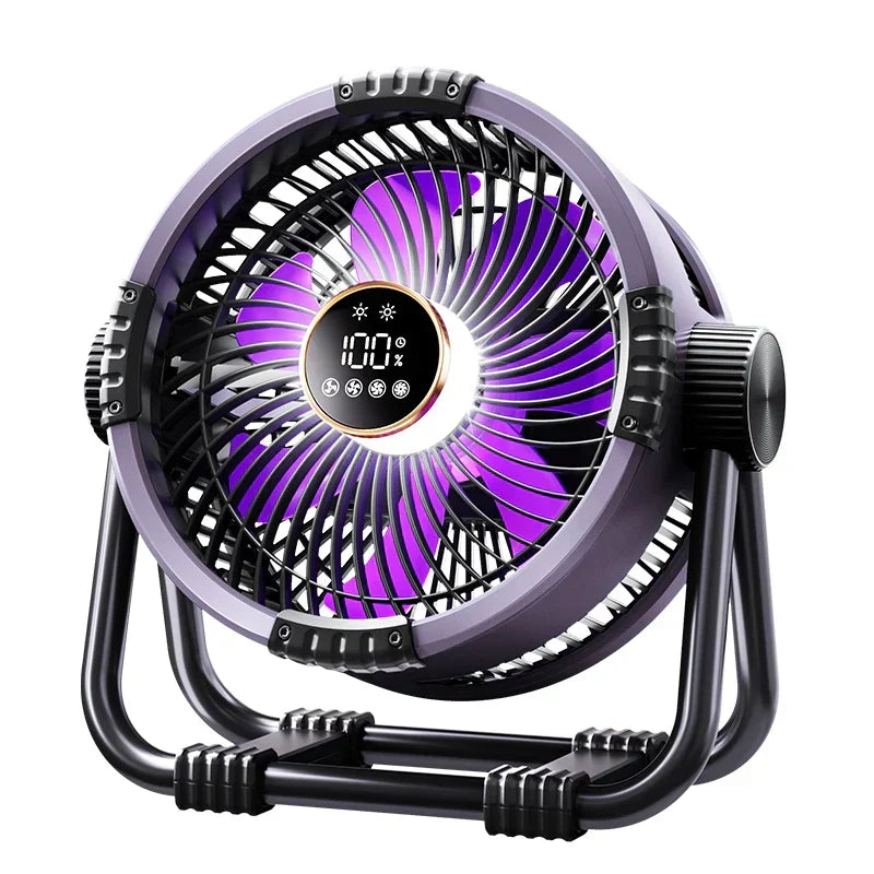 Rechargeable Camping Fan with LED Light and Remote