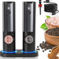 Rechargeable Electric Salt and Pepper Mill Set in black