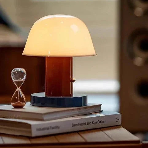 Rechargeable Mushroom Table Lamp in Red