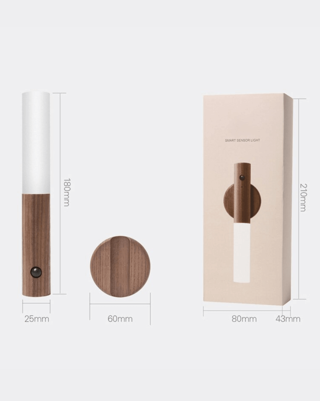 Rechargeable wooden LED wall sconce with motion sensor