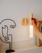 Rechargeable wooden LED wall sconce with motion sensor
