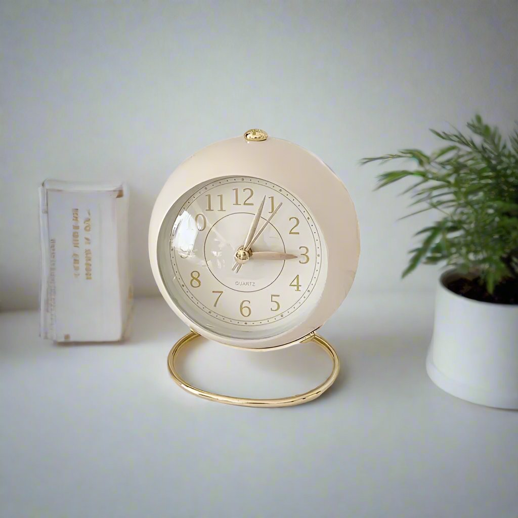 Retro Alarm Clock with Gold Accents