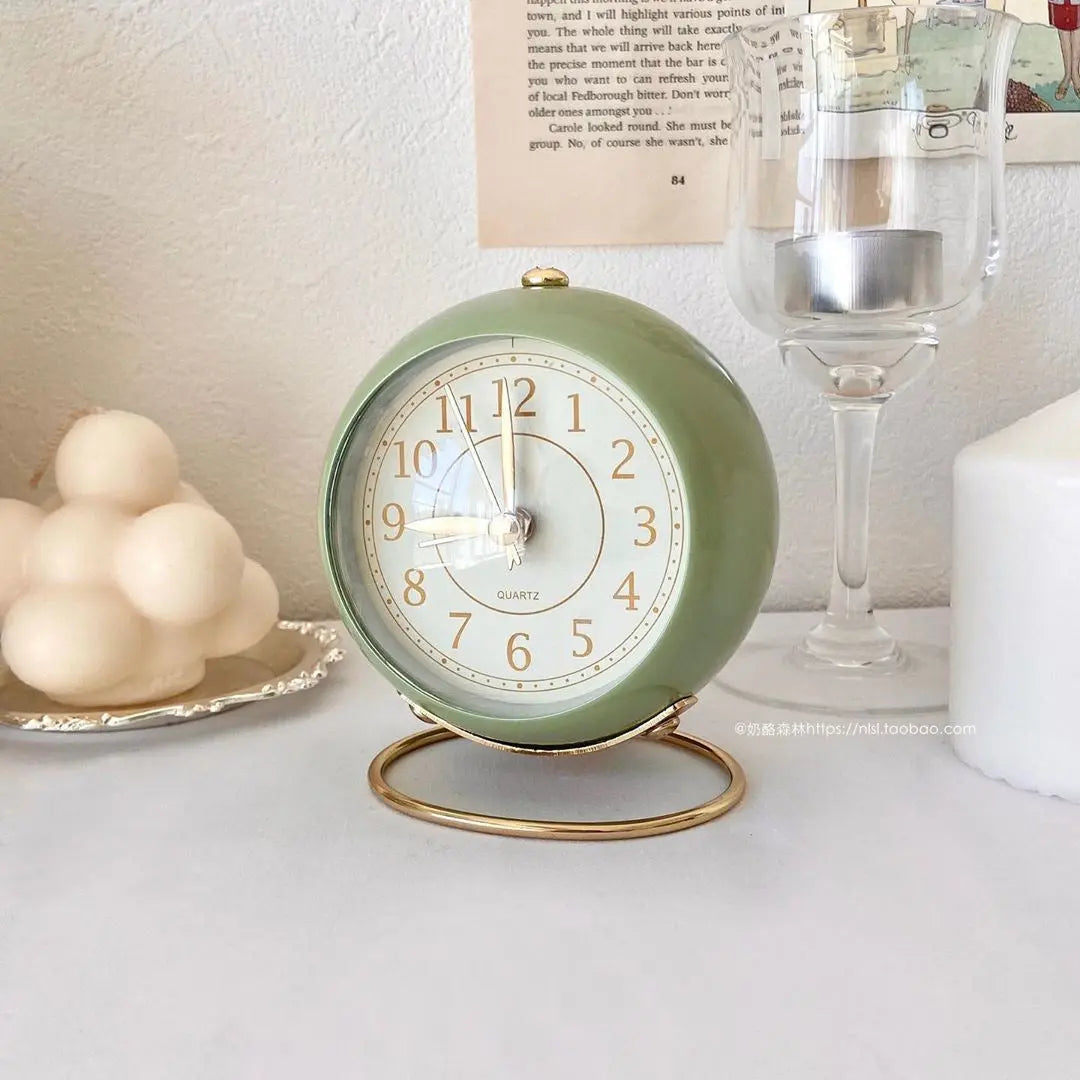 Retro Alarm Clock with Gold Accents