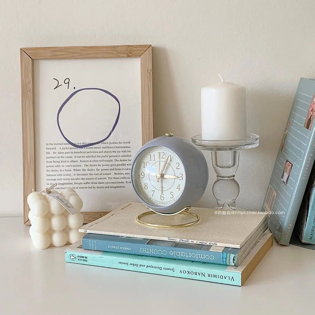 Retro Alarm Clock with Gold Accents