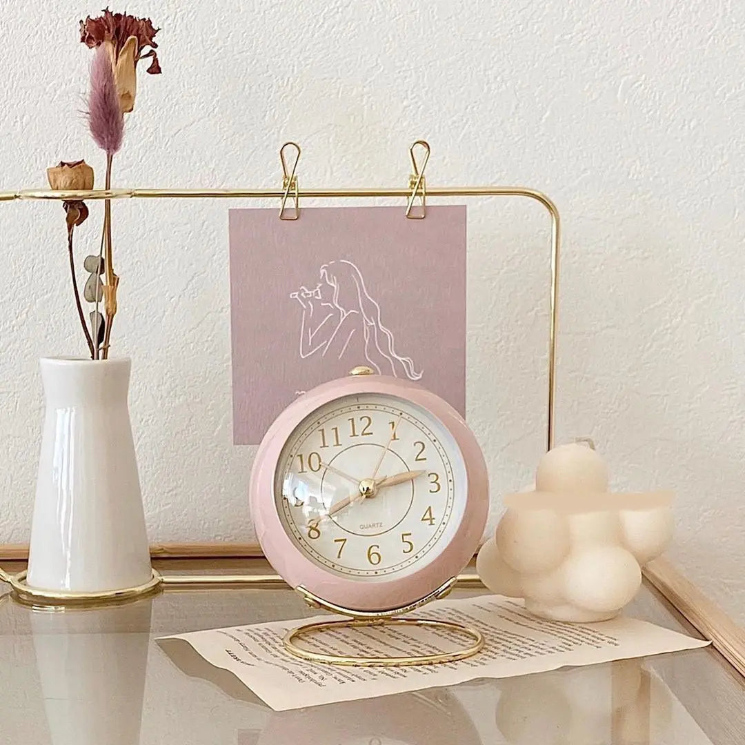 Retro Alarm Clock with Gold Accents