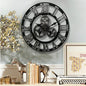 Retro Industrial Wooden Wall Clock in Black