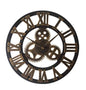 Retro Industrial Wooden Wall Clock in Brown / Black