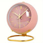 Retro Metal Alarm Clock with Night Light in Pink
