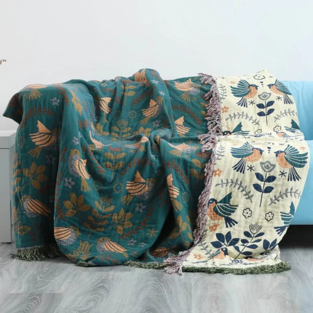 Reversible Scandinavian Bird Throw