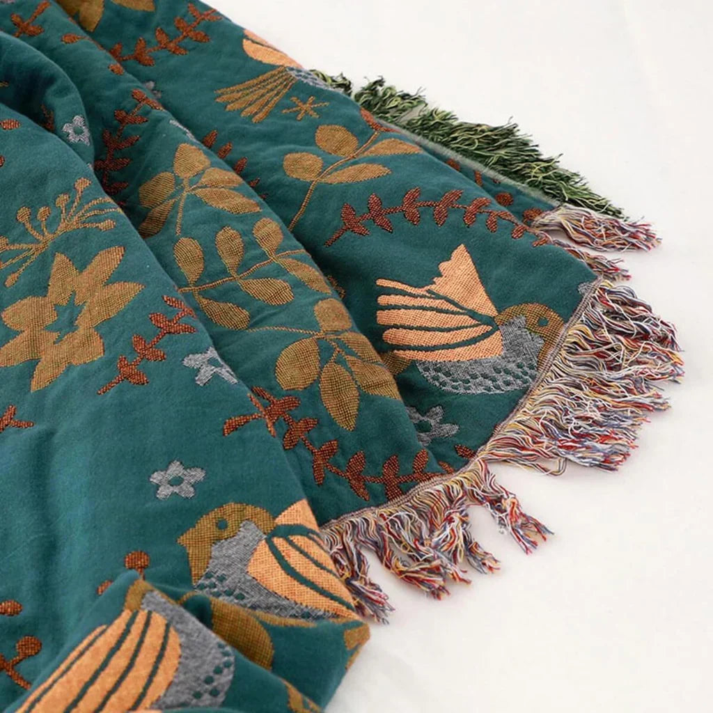 Reversible Scandinavian Bird Throw