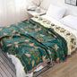 Reversible Scandinavian Bird Throw in Turquoise / Beige