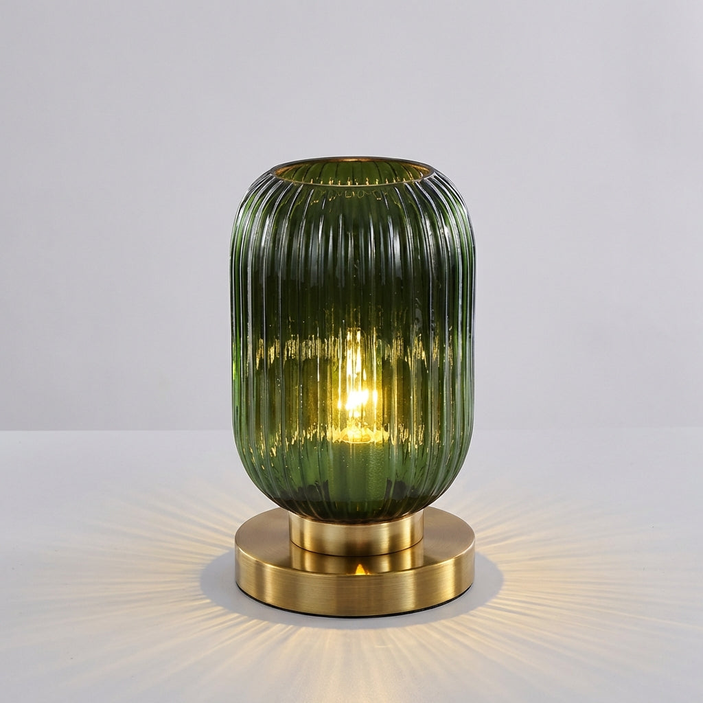 Ribbed Coloured Glass Table Lamp