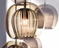 Ribbed Glass Globe Pendant Light in Cognac