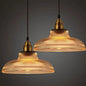 Ribbed Glass Pendant Light in Amber