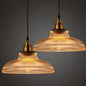 Ribbed Glass Pendant Light in Amber