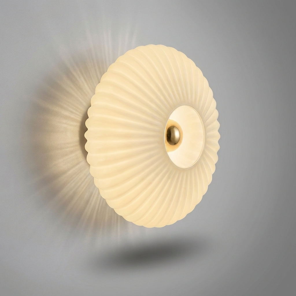 Rippled Glass Wall Light in Beige