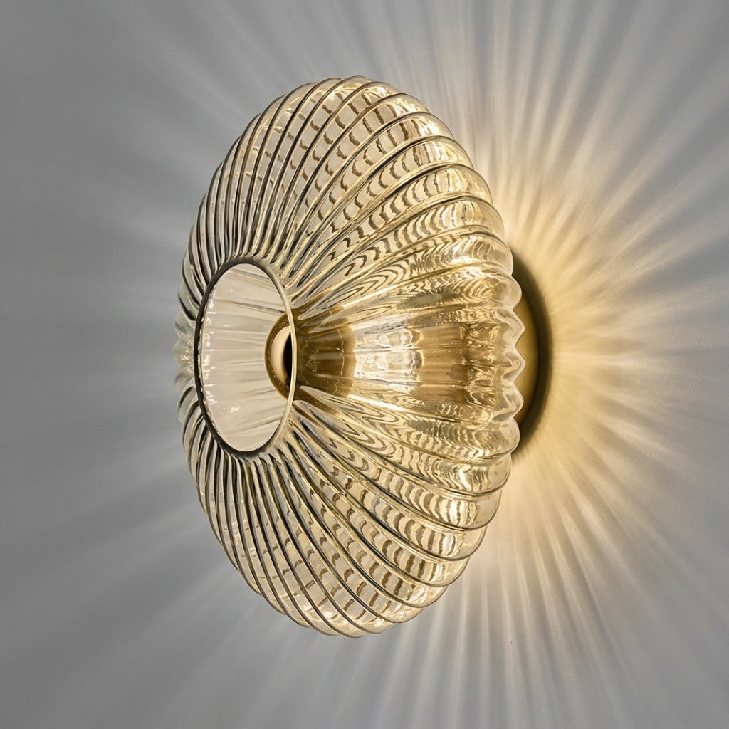 Rippled Glass Wall Light in Clear