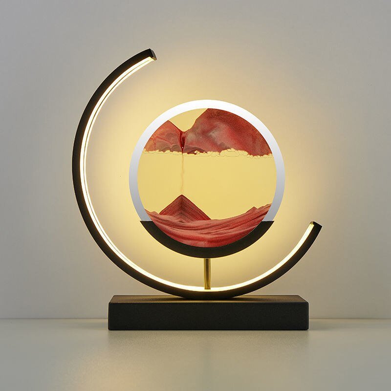 Moving Sand Art LED Table Lamp in Red