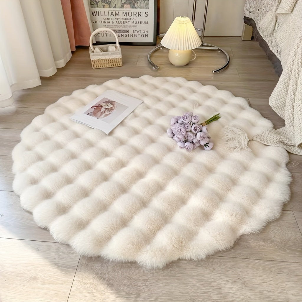 Round Bubble Rug in Beige